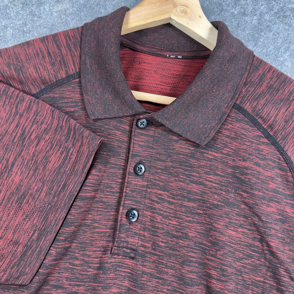 Lululemon Polo Shirt Mens Medium Red Short‎ Sleeve Athletic Golf Performance